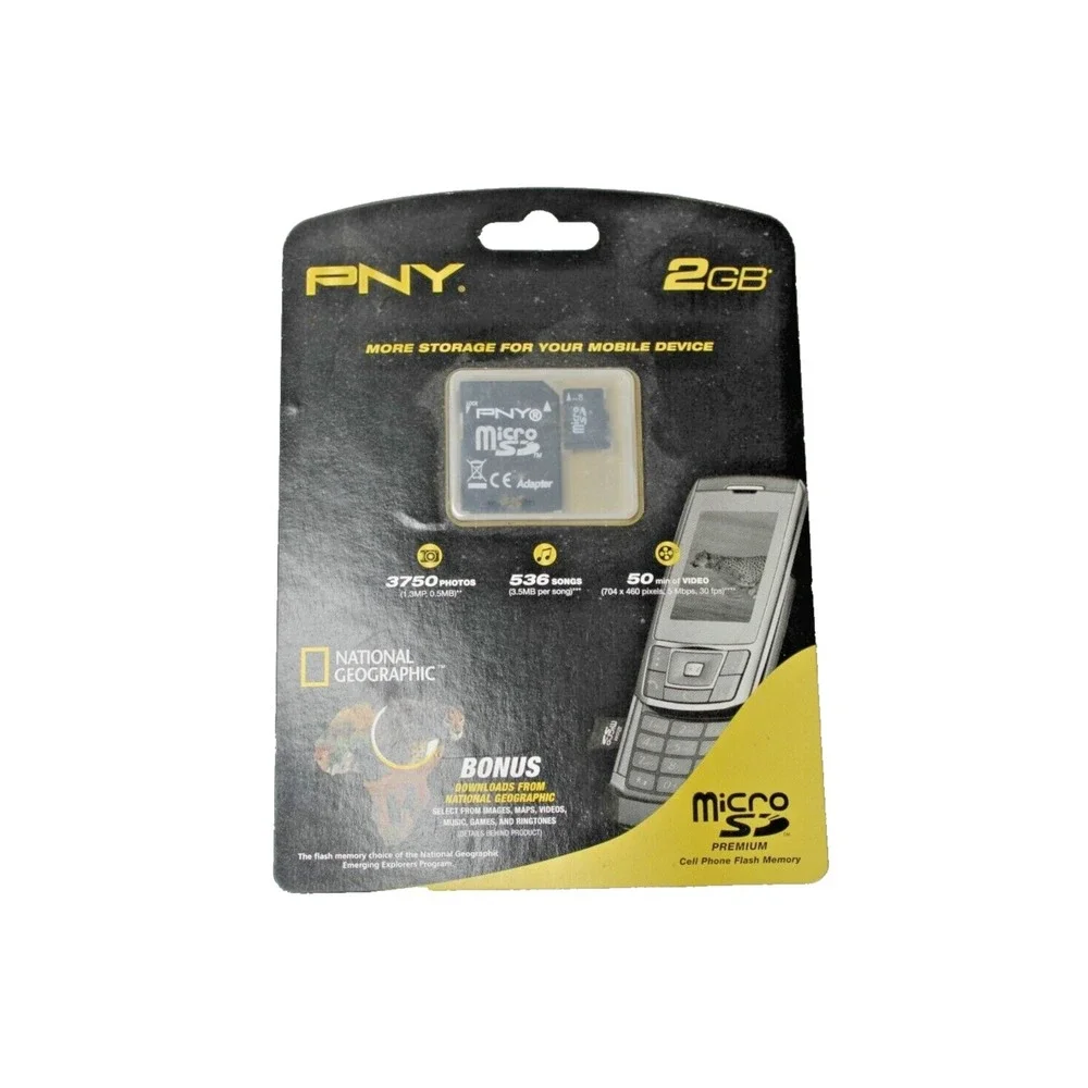 MicroSD Card PNY 2GB, P-SDU2GB-EF Nat Geo Bonus Cell Phone Memory